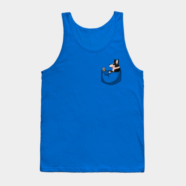 Black Pocket Corgi Tank Top by CorinnaSchlachter